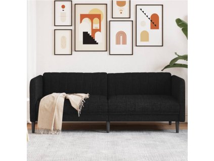 vidaXL 3-miestna pohovka, čierna, látka