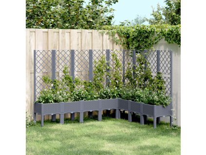 vidaXL Záhradný kvetináč s mriežkou, sivý 200x160x142 cm, PP