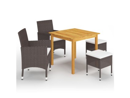 vidaXL 5-dielna záhradná jedálenská súprava hnedá