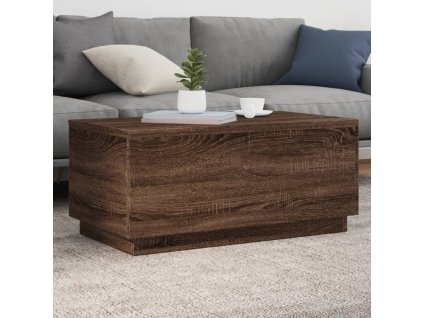 vidaXL Konferenčný stolík s LED osvetlením hnedý dub 90x50x40 cm