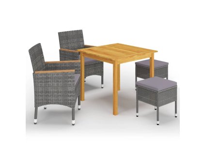 vidaXL 5-dielna záhradná jedálenská súprava, sivá