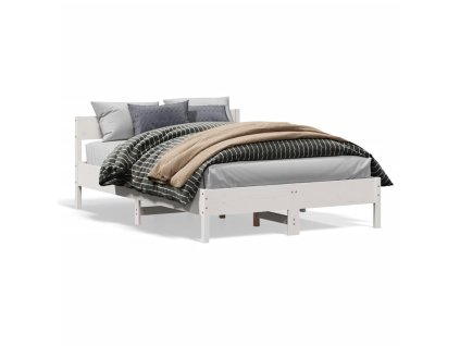 vidaXL Posteľný rám s čelom biely 120x200 cm borovicový masív