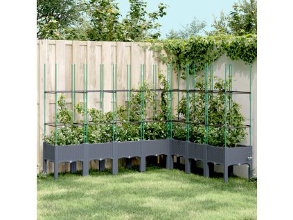 vidaXL Záhradný kvetináč s mriežkou sivý 200x160x142,5 cm PP