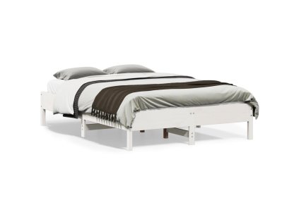 vidaXL Posteľný rám biely 135x190 cm borovicový masív