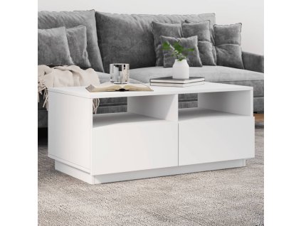 Konferenčný stolík vidaXL s LED svetlami biely 50x49x40 cm