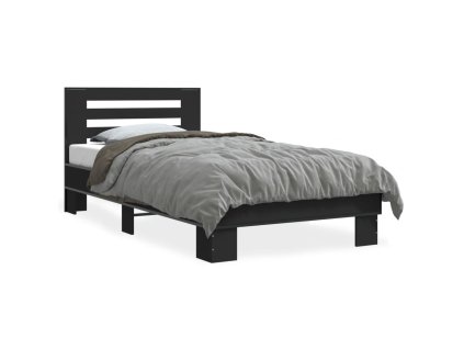 vidaXL Posteľný rám čierny 100x200 cm kompozitné drevo a kov