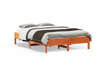 vidaXL Posteľný rám voskovo hnedý 135x190 cm masívna borovica