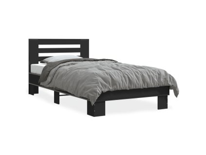 vidaXL Posteľný rám čierny 90x200 cm kompozitné drevo a kov