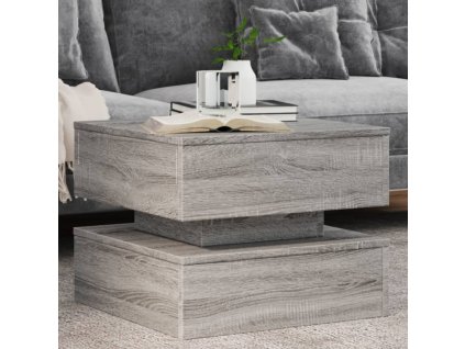 vidaXL Konferenčný stolík s LED svetlami sivý sonoma 50x50x40 cm