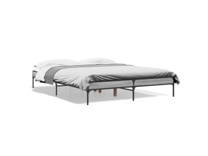 vidaXL Posteľný rám sivý sonoma 140x200 cm kompozitné drevo a kov