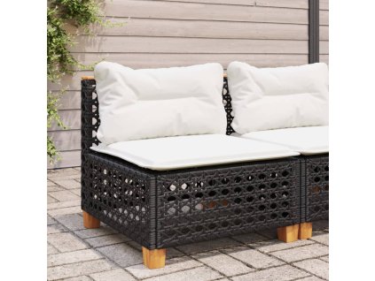 vidaXL Záhradná pohovka bez opierok rúk s vankúšmi čierna polyratanová
