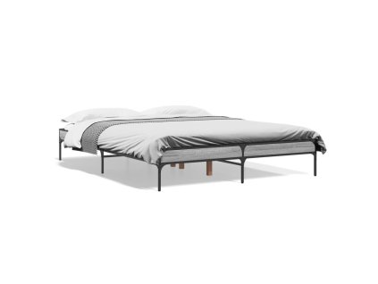 vidaXL Posteľný rám sivý sonoma 150x200 cm kompozitné drevo a kov