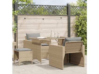vidaXL 4-dielna záhradná súprava pohoviek s vankúšmi béžová polyratan