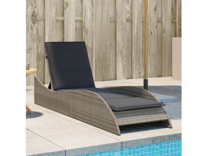 vidaXL Záhradné ležadlo s vankúšom sivé 60x205x73 cm polyratan