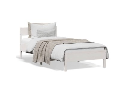 vidaXL Posteľný rám s čelom biely 75x190 cm borovicový masív