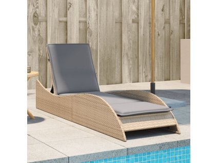 vidaXL Záhradné ležadlo s vankúšom béžové 60x205x73 cm polyratan