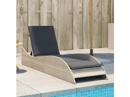vidaXL Záhradné ležadlo s vankúšom svetlosivé 60x205x73 cm polyratan