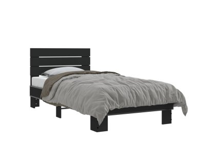 vidaXL Posteľný rám čierny 75x190 cm kompozitné drevo a kov