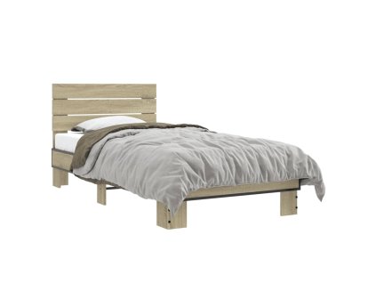 vidaXL Posteľný rám dub sonoma 90x190 cm kompozitné drevo a kov