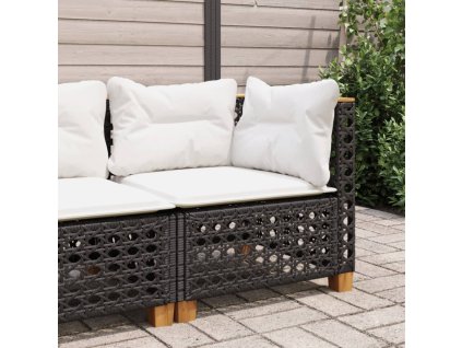 vidaXL Záhradná pohovka rohová s vankúšmi čierna polyratanová