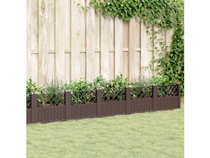 vidaXL Záhradný kvetináč s kolíkmi hnedý 363,5x43,5x43,5 cm PP