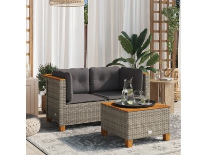 vidaXL Záhradné rohové pohovky s podložkami 2 ks sivé polyratan