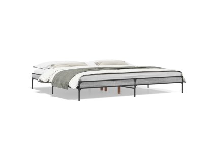 vidaXL Posteľný rám sivý dub sonoma 200x200 cm kompozitné drevo a kov