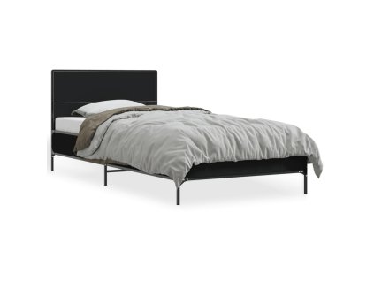 vidaXL Posteľný rám čierny 75x190 cm kompozitné drevo a kov