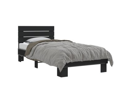 vidaXL Posteľný rám čierny 90x200 cm kompozitné drevo a kov