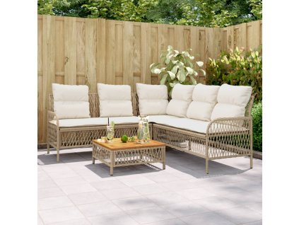 vidaXL 2-dielna záhradná sedacia súprava a vankúše béžová polyratan