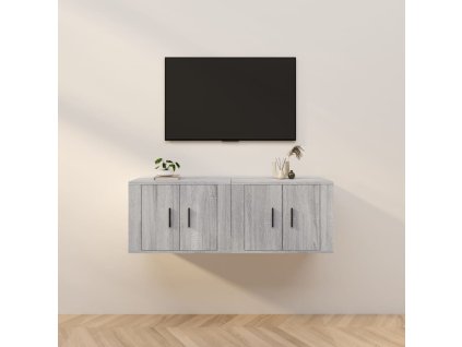 vidaXL Nástenné TV skrinky 2 ks sivé sonoma 57x34,5x40 cm