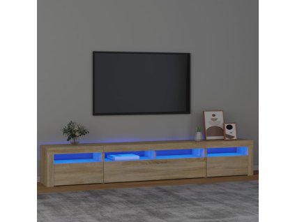 vidaXL TV skrinka s LED svetlami dub sonoma 240 x 35 x 40 cm