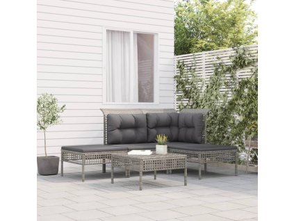 vidaXL 5-dielna záhradná sedacia súprava s podložkami sivá polyratan