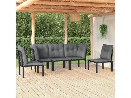 vidaXL 5-dielna záhradná sedacia súprava čierna a sivá polyratan