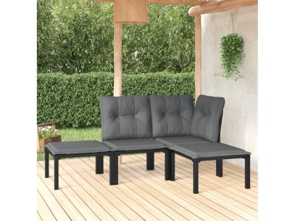 vidaXL 4-dielna záhradná sedacia súprava polyratan čierna a sivá