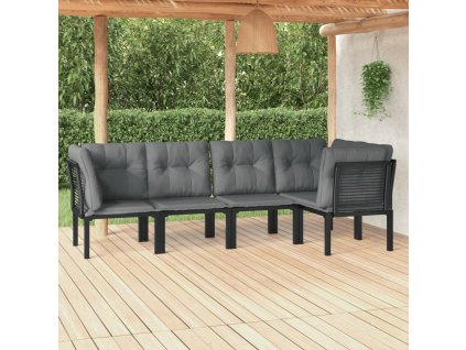 vidaXL 5-dielna záhradná sedacia súprava čierna a sivá polyratan
