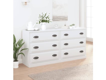 vidaXL Komody 2 ks biele spracované drevo