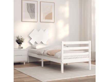 vidaXL Posteľný rám s čelom biely 90x200 cm masívne drevo
