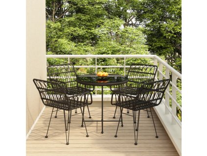 vidaXL 5-dielna záhradná jedálenská súprava čierna polyratan