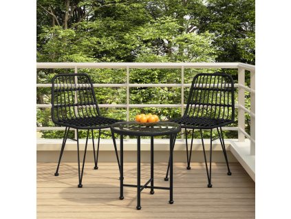 vidaXL 3-dielna záhradná jedálenská súprava čierna polyratan