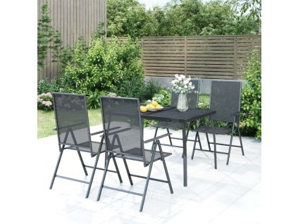 vidaXL 5-dielna záhradná jedálenská súprava oceľová antracitová
