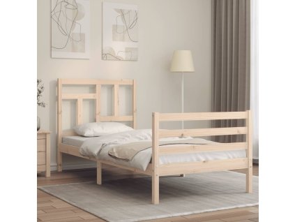 vidaXL Posteľný rám s čelom 90x200 cm masívne drevo