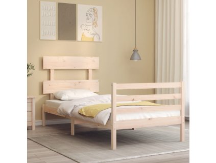 vidaXL Posteľný rám s čelom 90x200 cm masívne drevo