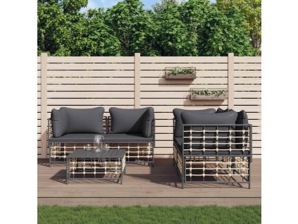 vidaXL 9-dielna záhradná sedacia sada s vankúšmi antracitová polyratan