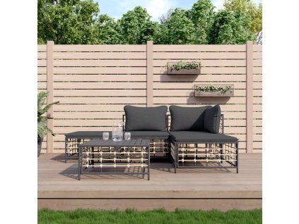 vidaXL 5-dielna záhradná sedacia sada s vankúšmi antracitová polyratan