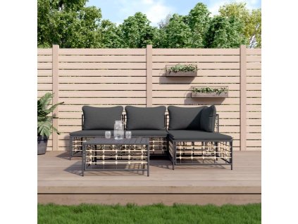 vidaXL 5-dielna záhradná sedacia sada s vankúšmi antracitová polyratan