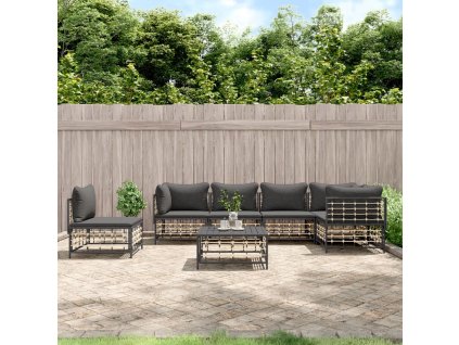 vidaXL 7-dielna záhradná sedacia sada s vankúšmi antracitová polyratan