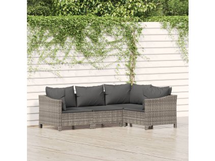 vidaXL 4-dielna záhradná sedacia súprava a vankúše polyratan sivá