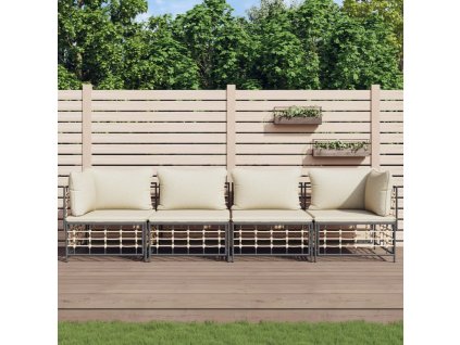 vidaXL 4-dielna záhradná sedacia sada s vankúšmi antracitová polyratan