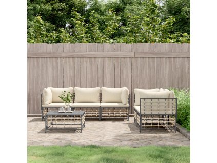 vidaXL 6-dielna záhradná sedacia sada s vankúšmi antracitová polyratan